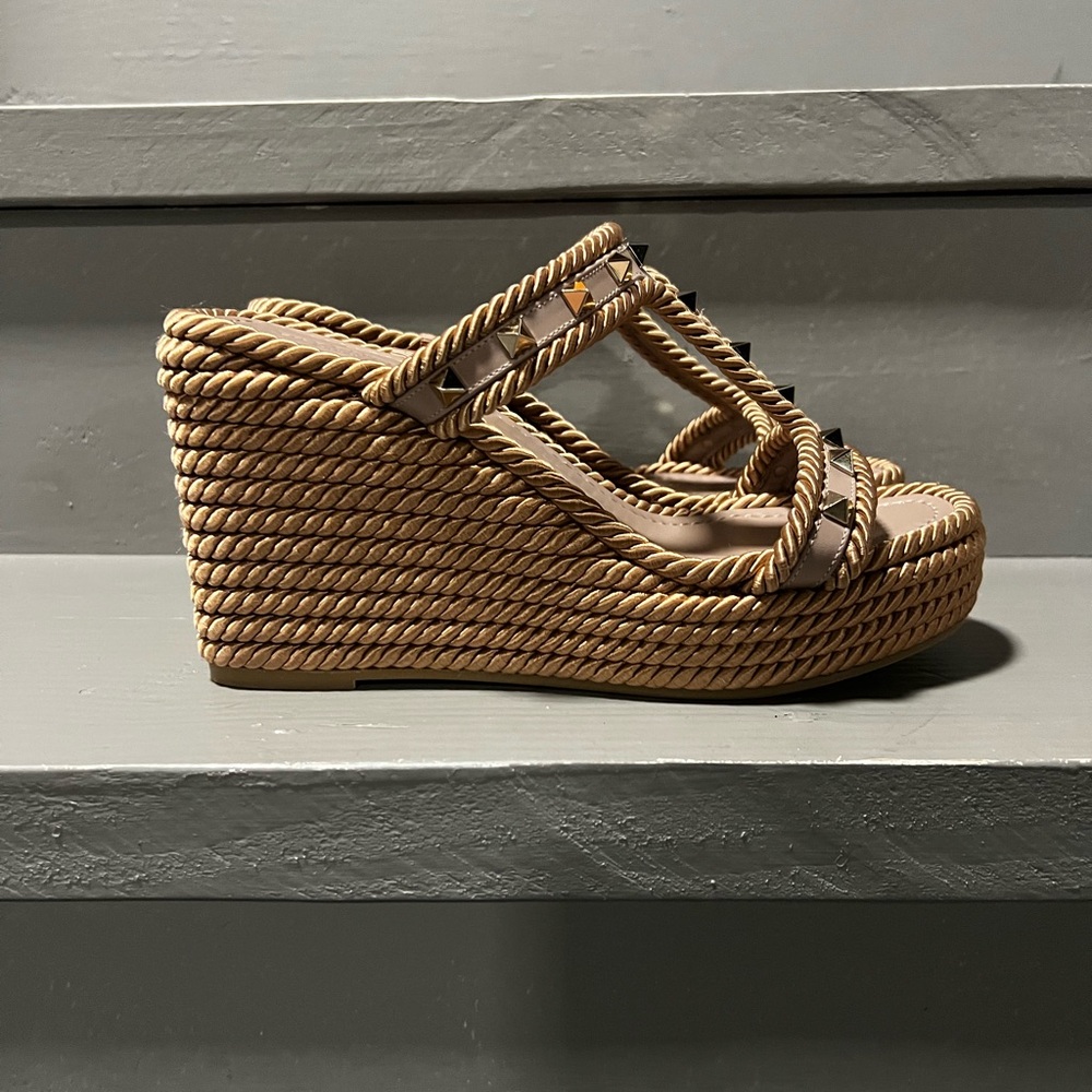 Rockstud Torchon T-Strap Espadrille Sandals